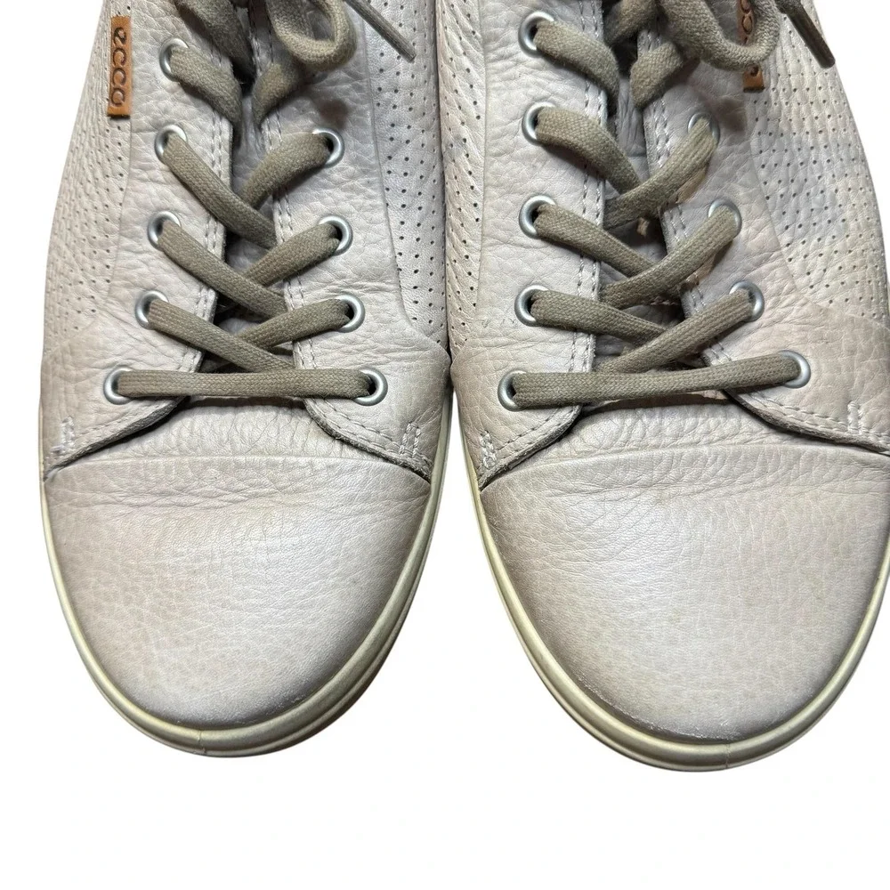 ECCO Shoes Mens Size 12 Gray Leather Perforated Lace Up Casual Sneakers